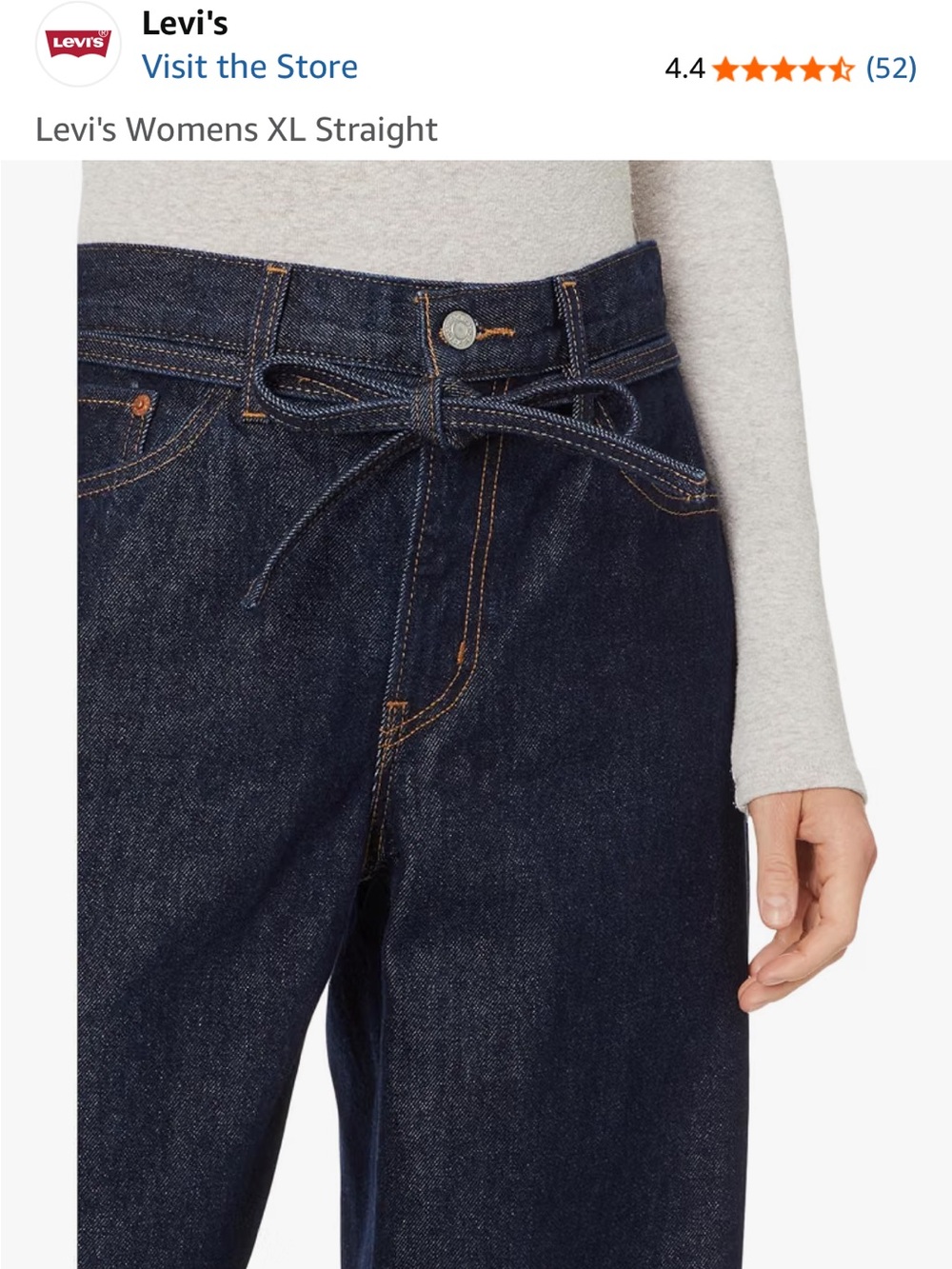 Levi's Women's Dark Blue XL straight -Leg Tie-Waist Jeans size 27 - Picture 3 of 6